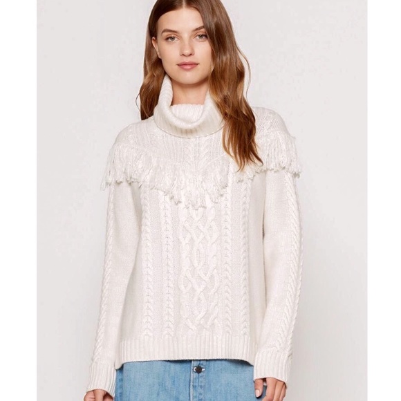 Joie Viviam Cable Knit Fringe Sweater 